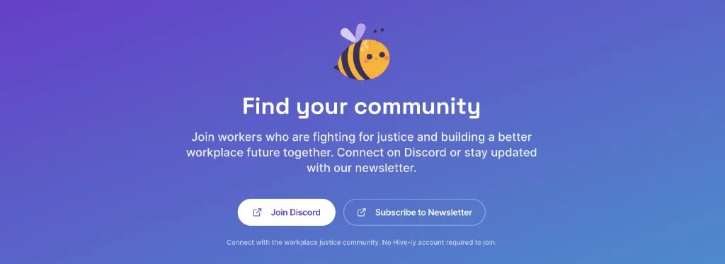 Hive-ly community section with Discord and newsletter calls to action