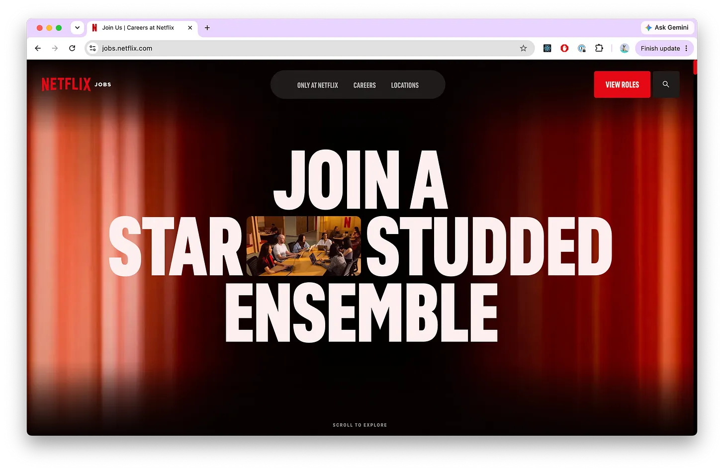 Netflix’s current careers page in 2026