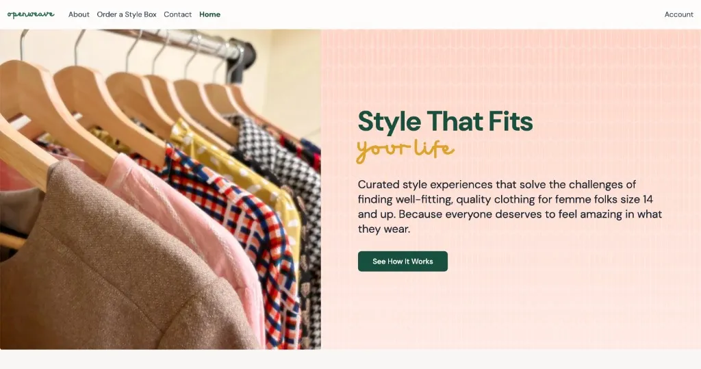 Open Weave homepage hero with split layout and See How It Works call to action